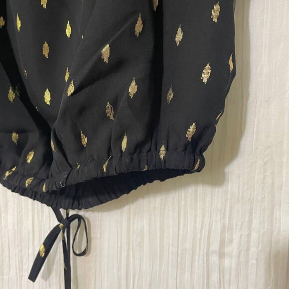 INC XS NWT Black Foil-Print Tiered Top | Off-Shoulder Chic - Picture 5 of 13